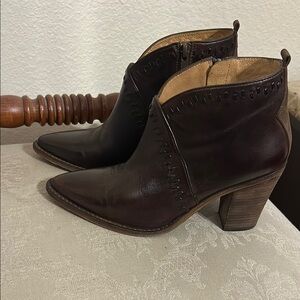Lucchese Dark Brown Leather Pointed Toe Ankle Booties